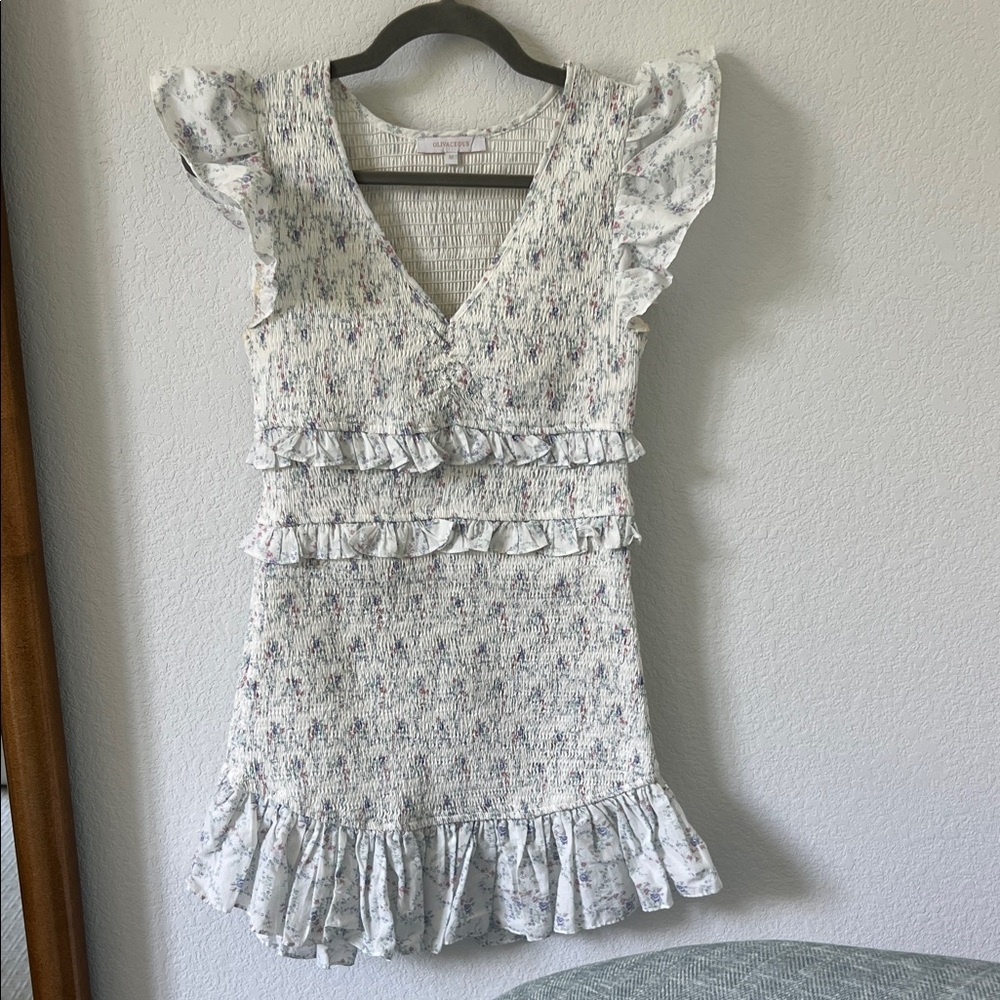 Olivaceous Floral Textured Dress